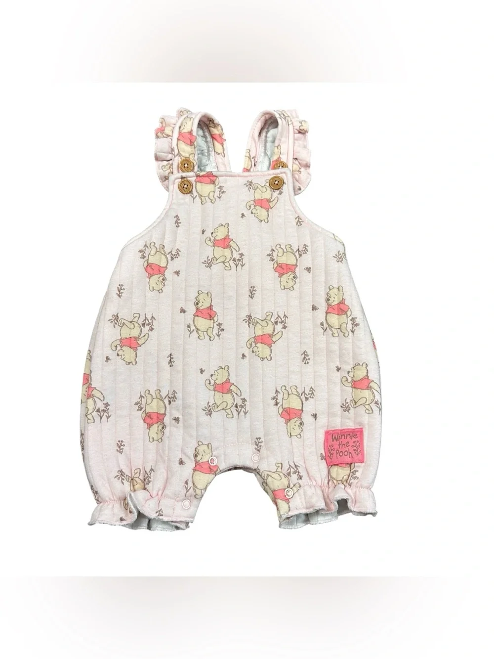 Disney Baby Winnie the Pooh Pink Bubble Romper 12M Ruffle Sleeveless Bodysuit